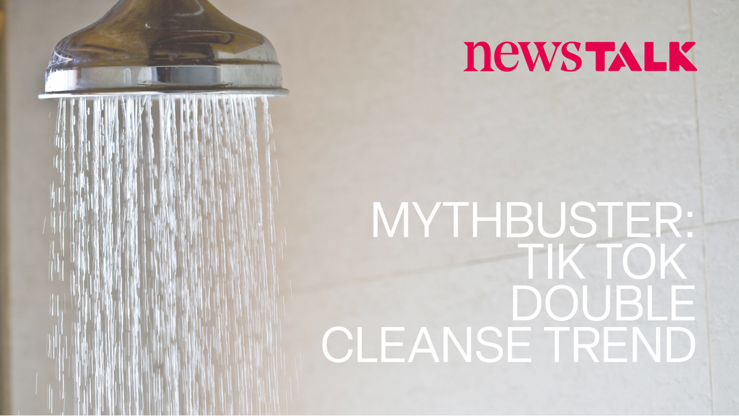 Article cover for Professor Caitriona Ryan's verdict on the double cleanse shower trend, from her interview on Newstalk's Moncrieff Show.