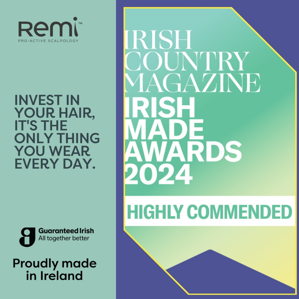 Advertisement for Remi hair care products with text about the Irish Country Magazine Irish Made Awards 2024.