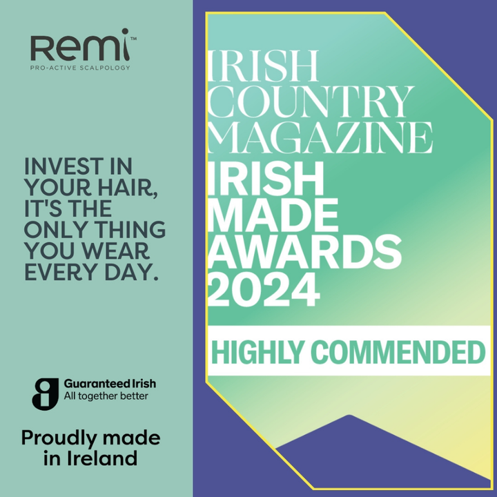 Advertisement for Remi hair care products with text about the Irish Country Magazine Irish Made Awards 2024.