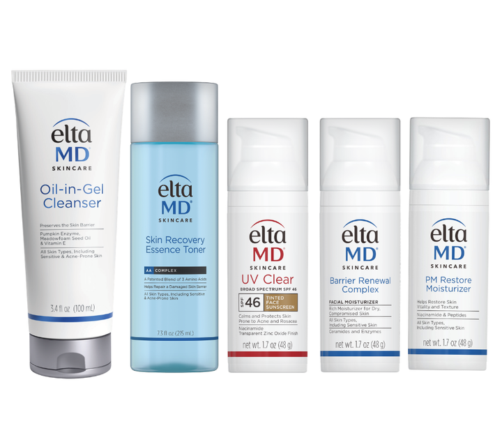 Collection of Elta MD skincare products on a white background