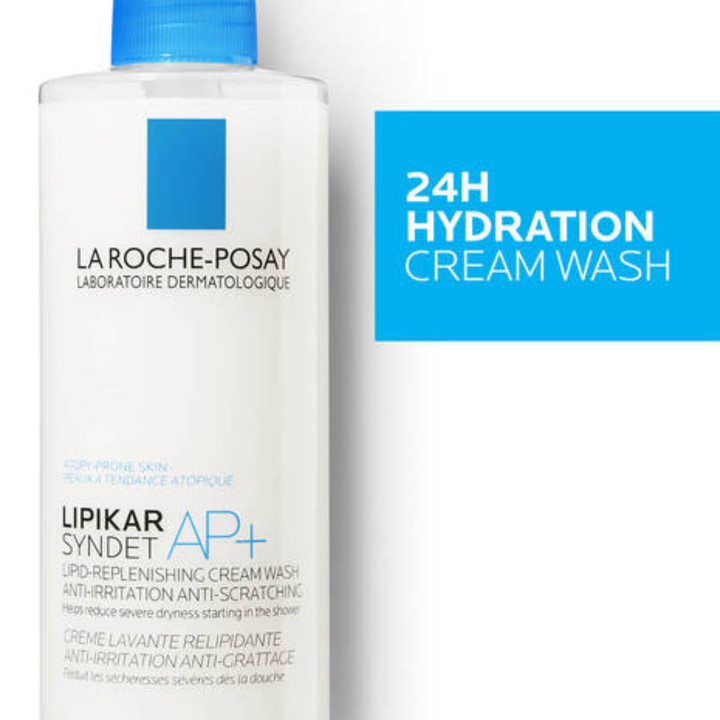 Laroche-Posay Lipikar Syndet AP+ 24H Hydration Cream Wash bottle on a white background