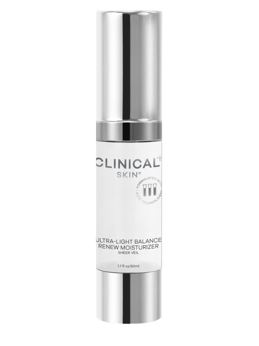 Skincare bottle labeled 'Clinical skin' on a white background