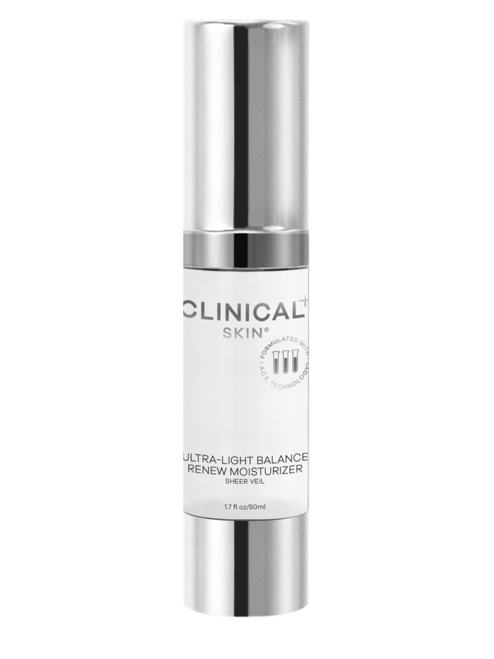 Skincare bottle labeled 'Clinical skin' on a white background