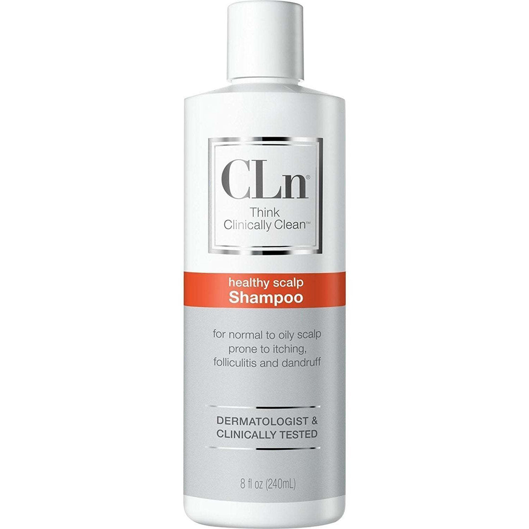 CLn Shampoo white 240ml bottle with silver cap, orange label, and healthy scalp formula