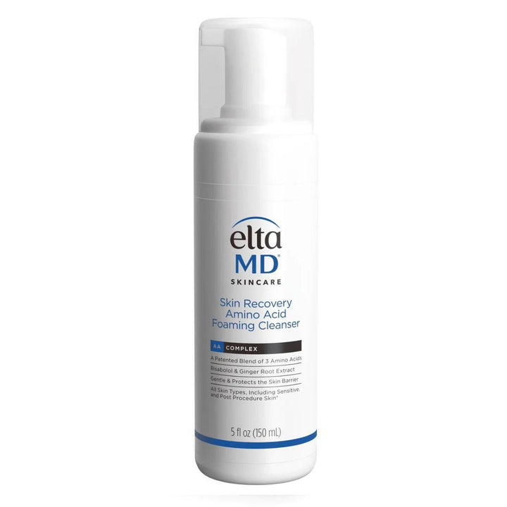 EltaMD Essentials Bundle skincare cleanser, white plastic bottle with pump and blue EltaMD label