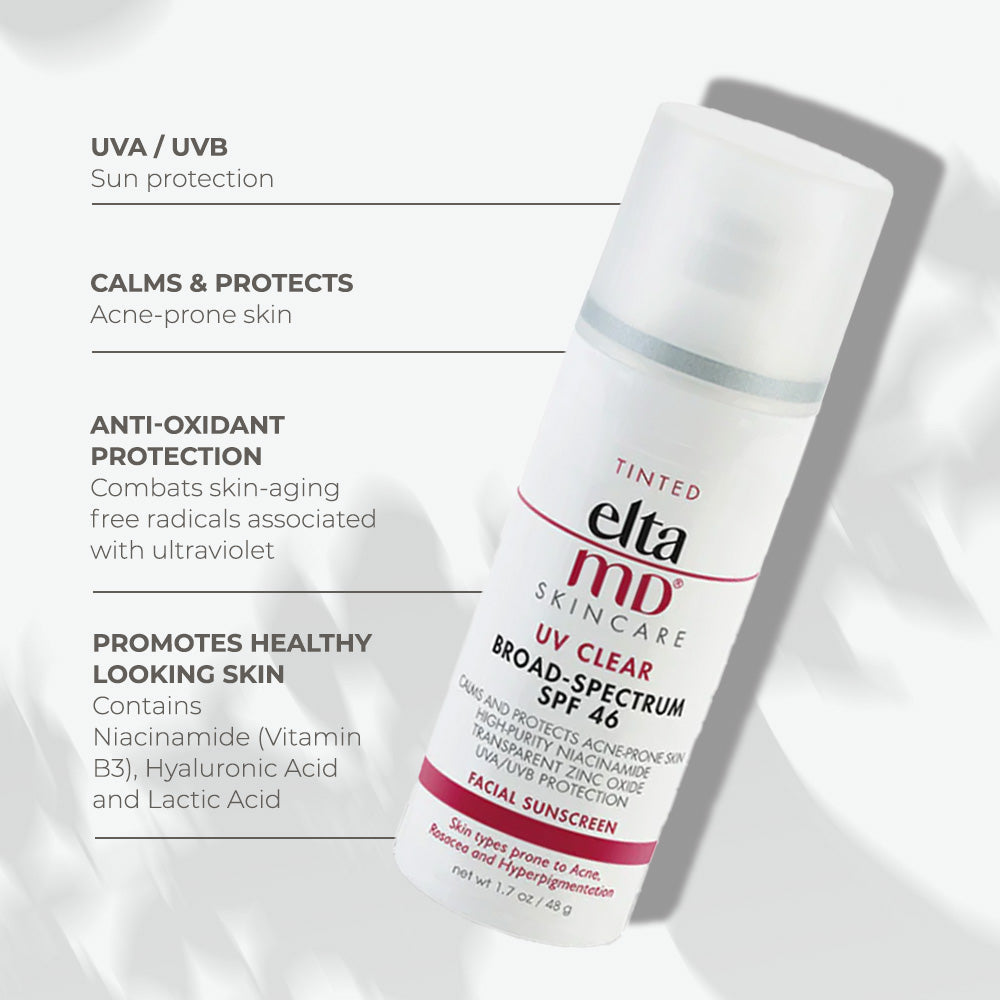 EltaMD Rosacea Bundle mineral tinted UV Clear SPF 46 sunscreen bottle with broad-spectrum UVA and UVB protection