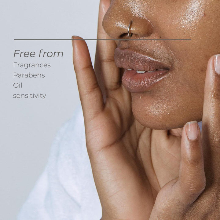 EltaMD UV Clear SPF 46 facial sunscreen for sensitive skin, shown with oil-free and fragrance-free benefits