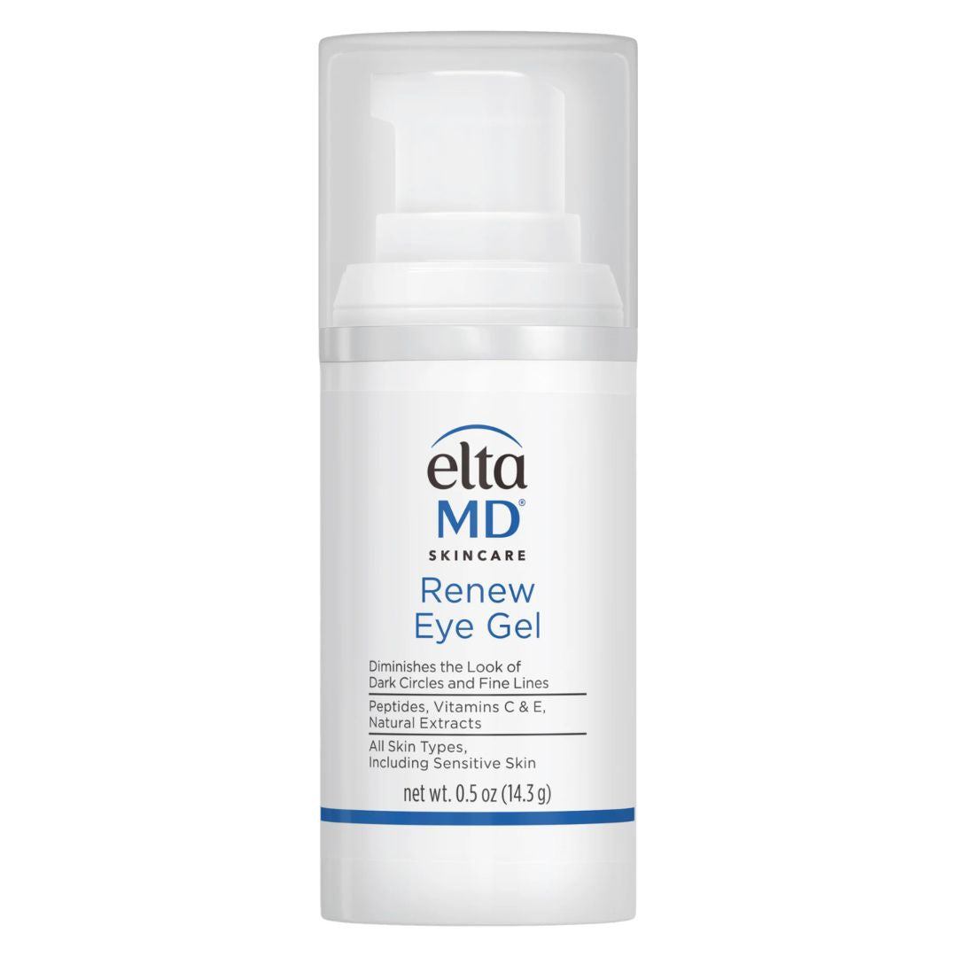 Eye Care Bundle featuring a white EltaMD Renew Eye Gel pump bottle with blue detailing and skincare label