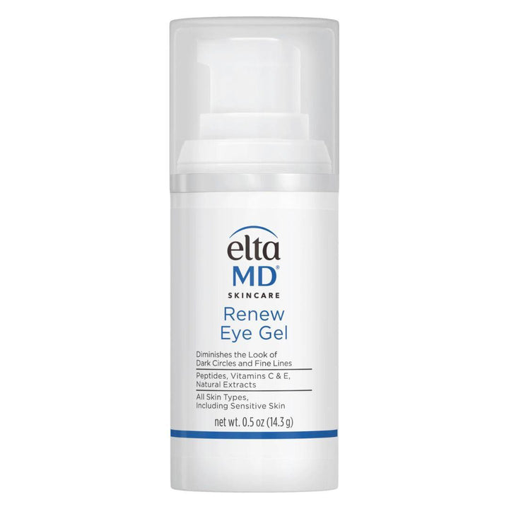Eye Care Bundle featuring a white EltaMD Renew Eye Gel pump bottle with blue detailing and skincare label