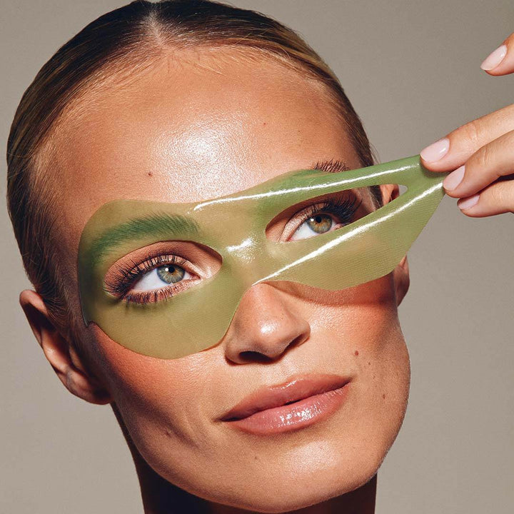 IllumiLift Hydrogel Mask green eye and brow mask with glossy hydrogel material and sculpted eye openings