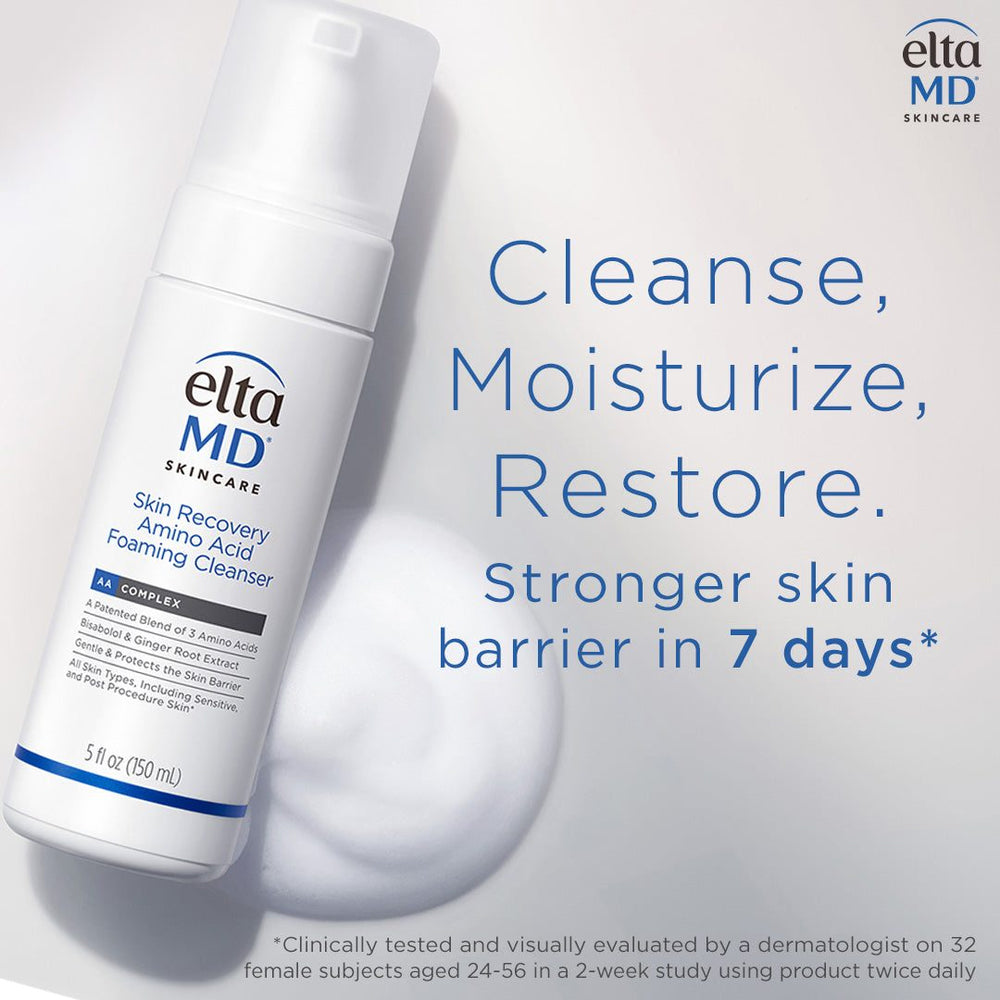Men's Skincare Bundle featuring a white EltaMD Skin Recovery Amino Acid Foaming Cleanser pump bottle