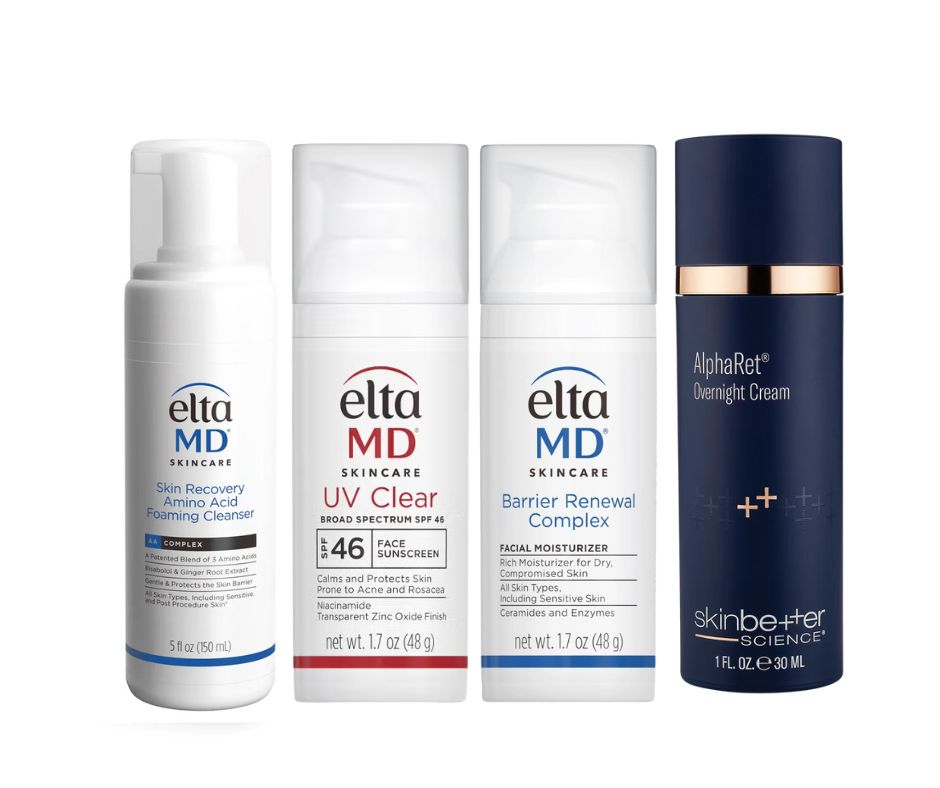 Men's Skincare Bundle featuring four EltaMD and Skinbetter Science skincare products in white and navy packaging