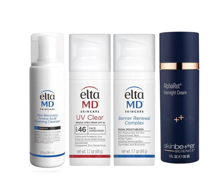 Men's Skincare Bundle featuring four EltaMD and Skinbetter Science skincare products in white and navy packaging