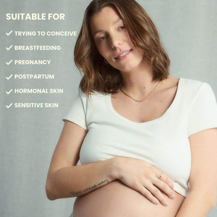 Multi-Tasking Face Serum pregnancy-safe skincare product promoted for sensitive, hormonal, postpartum and breastfeeding skin