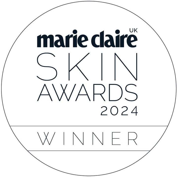 Optase Life Sensitive Eye Makeup Remover Marie Claire Skin Awards 2024 winner badge in black and white