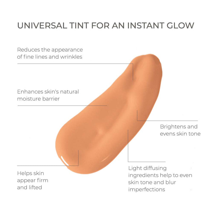 Revision Intellishade TruPhysical tinted mineral moisturiser swatch in warm tan with a smooth, luminous finish