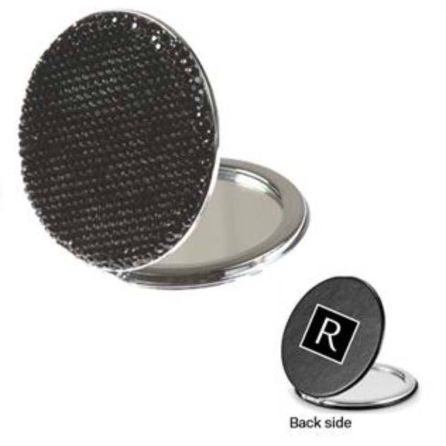 Revision Tinted Lip Replenisher compact mirror set with silver oval mirrors and black textured crystal lid