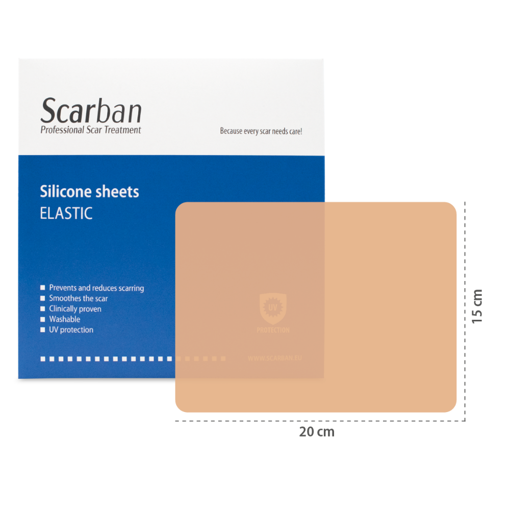 Silicone Sheets Scarban elastic silicone sheet in translucent beige, self-adhesive and 15x20 cm