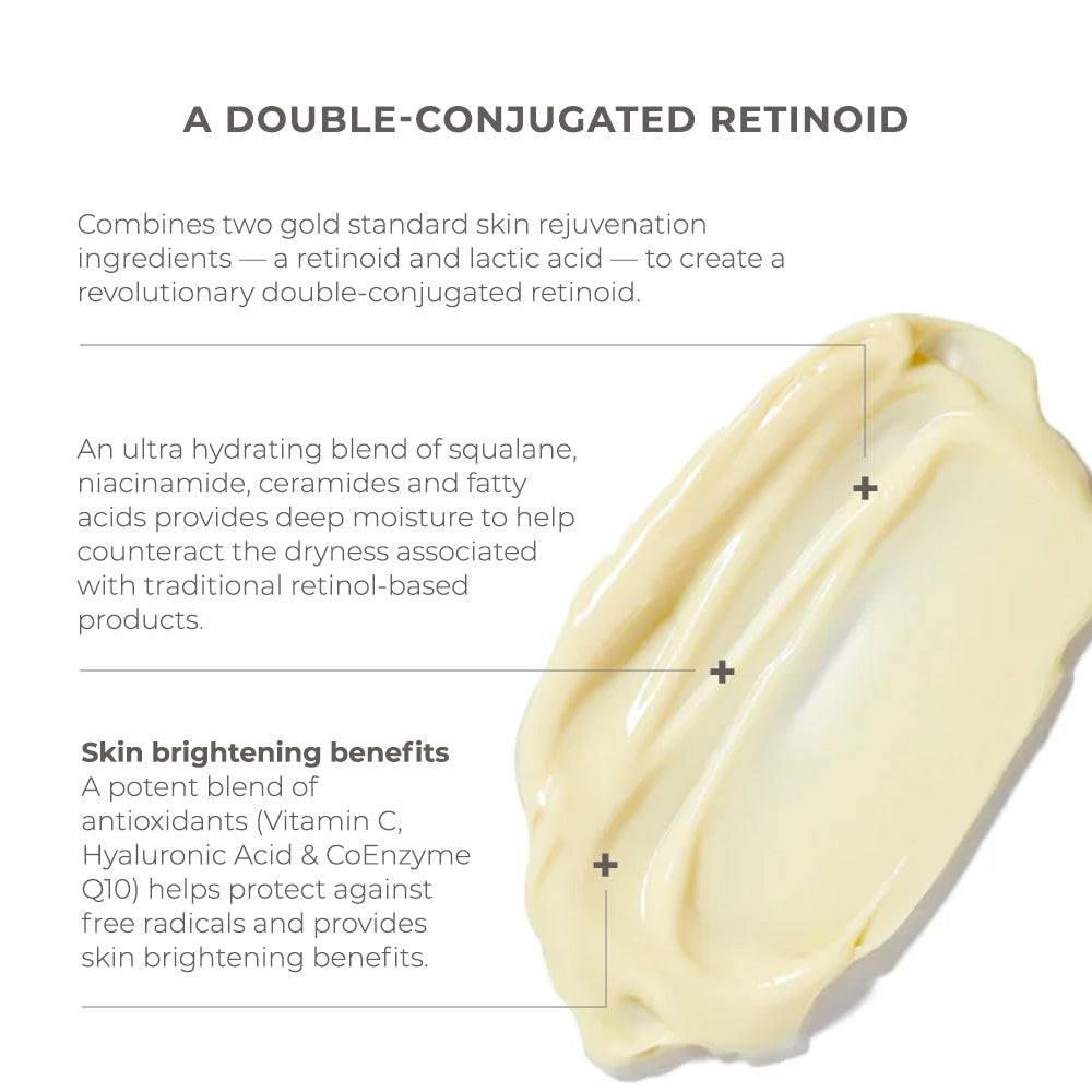 Skinbetter Science AlphaRet cream swatch showing smooth creamy off-white texture highlighting moisturizing and brightening benefits