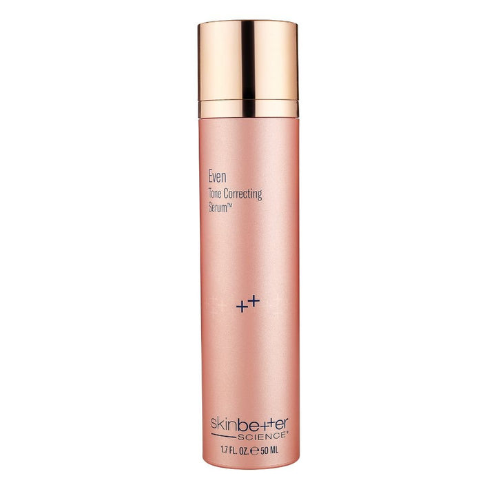 Skinbetter Science EvenTone Correcting Serum in a rose-pink bottle with a metallic rose-gold cap